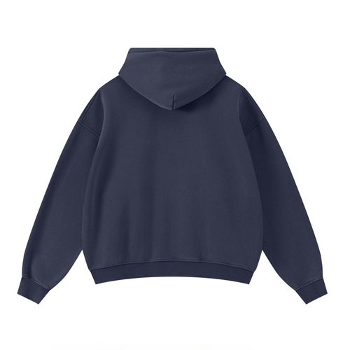 400GSM Unisex Washed Heavyweight Boxy-Fit Hoodie Vintage Royal Blue