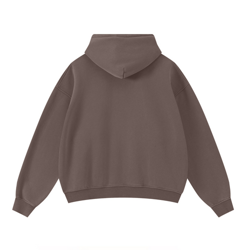 400GSM Unisex Washed Heavyweight Boxy-Fit Hoodie Vintage Dark Brown